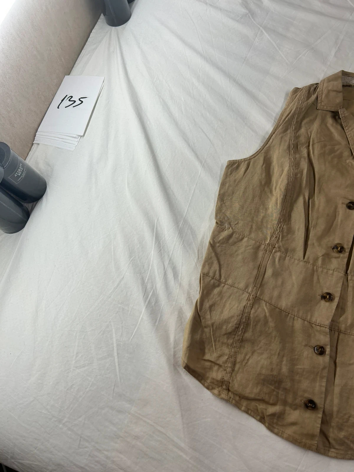 Chemise manches courtes beige vintage – photo 3
